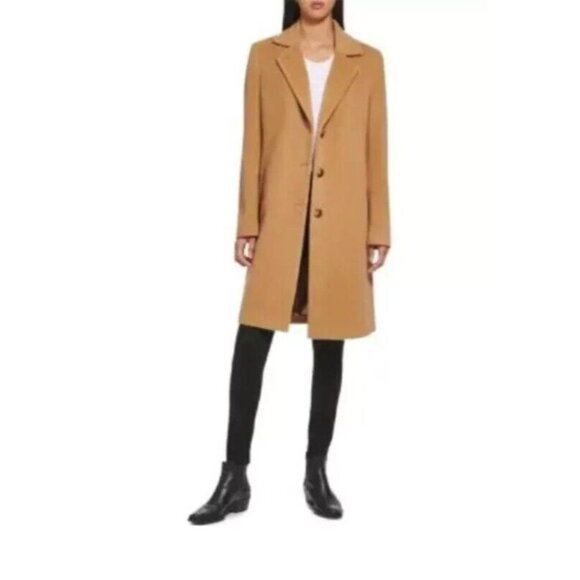 J. Jill Camel Tan Soft Brushed Overcoat Trench Coat Size Small Wool Blend - Picture 6 of 7